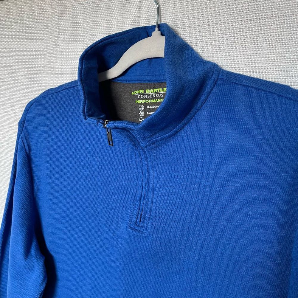 Men’s 1/4 zip Sweater John Bartlett NWOT Blue Cotton Sz M